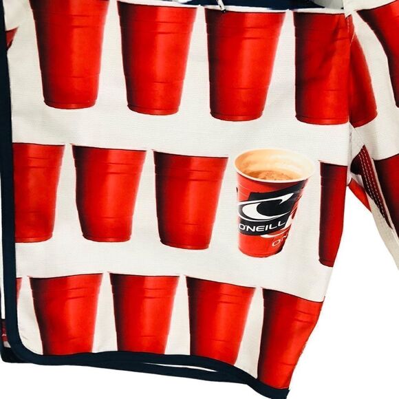 NWT O’NEILL Board Shorts Beer Pong Cup American Flag Surface Men’s Sz 30 - Picture 4 of 13